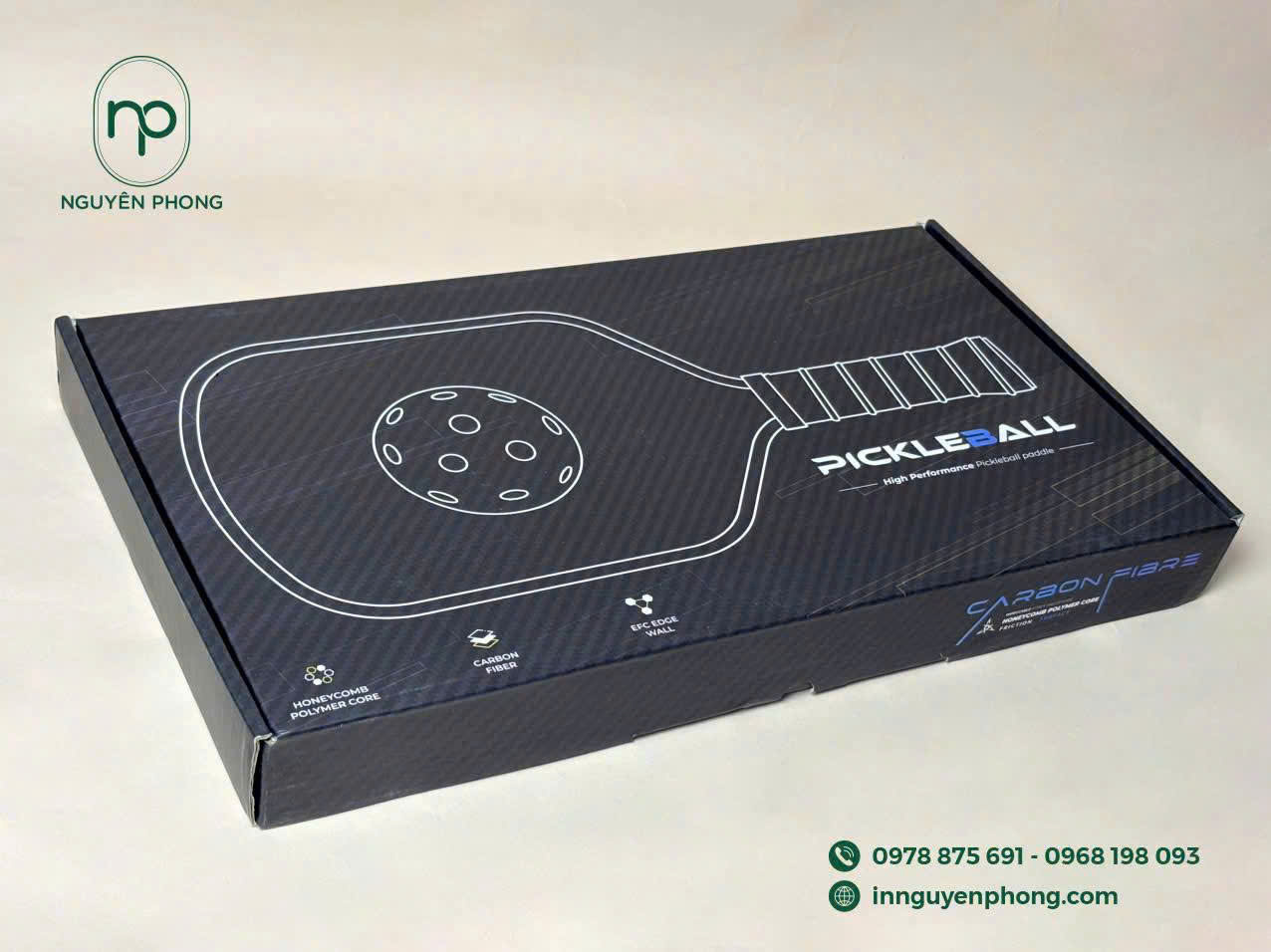 Mẫu hộp carton đựng vợt đánh pickleball